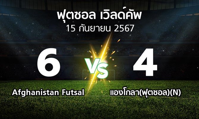 ผลบอล : Afghanistan Futsal vs แองโกลา(ฟุตซอล)(N) (ฟุตซอล-เวิลด์คัพ 2024)