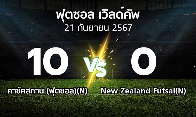 ผลบอล : คาซัคสถาน (ฟุตซอล)(N) vs New Zealand Futsal(N) (ฟุตซอล-เวิลด์คัพ 2024)
