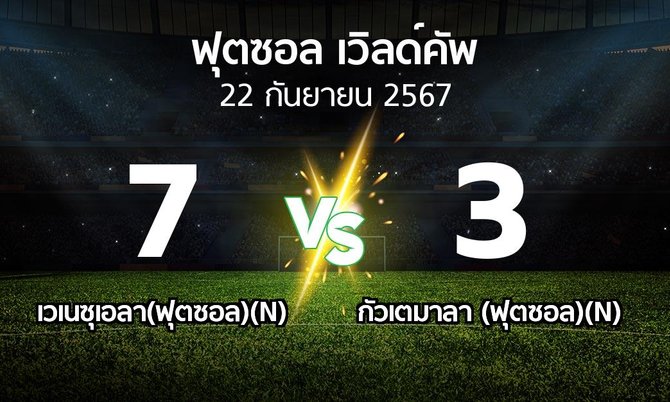 ผลบอล : เวเนซุเอลา(ฟุตซอล)(N) vs กัวเตมาลา (ฟุตซอล)(N) (ฟุตซอล-เวิลด์คัพ 2024)