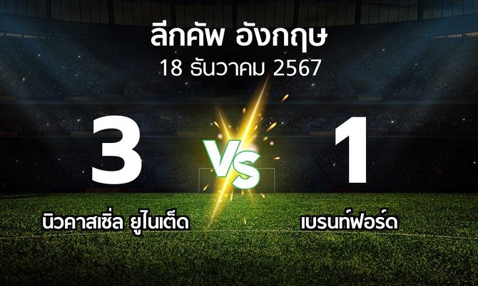 ผลบอล : นิวคาสเซิ่ล ยูไนเต็ด vs เบรนท์ฟอร์ด (ลีกคัพ 2024-2025)