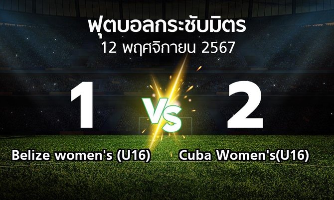 โปรแกรมบอล : Belize women's (U16) vs Cuba Women's(U16) (ฟุตบอลกระชับมิตร)