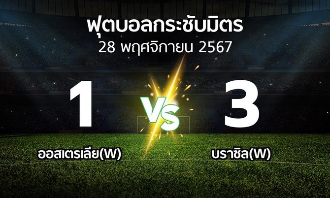 โปรแกรมบอล : ออสเตรเลีย(W) vs บราซิล(W) (ฟุตบอลกระชับมิตร)