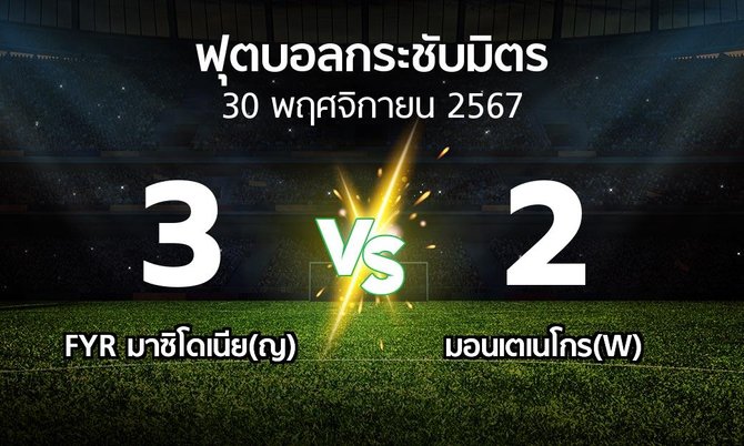 โปรแกรมบอล : FYR มาซิโดเนีย(ญ) vs มอนเตเนโกร(W) (ฟุตบอลกระชับมิตร)