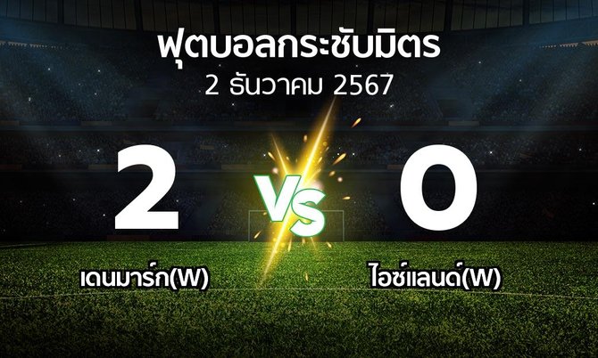 โปรแกรมบอล : เดนมาร์ก(W) vs ไอซ์แลนด์(W) (ฟุตบอลกระชับมิตร)