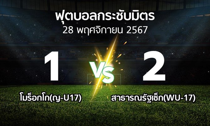 โปรแกรมบอล : โมร็อกโก(ญ-U17) vs สาธารณรัฐเช็ก(WU-17) (ฟุตบอลกระชับมิตร)
