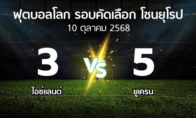 ผลบอล : ไอซ์แลนด์ vs ยูเครน (ฟุตบอลโลก-รอบคัดเลือก-โซนยุโรป 2025-2026)