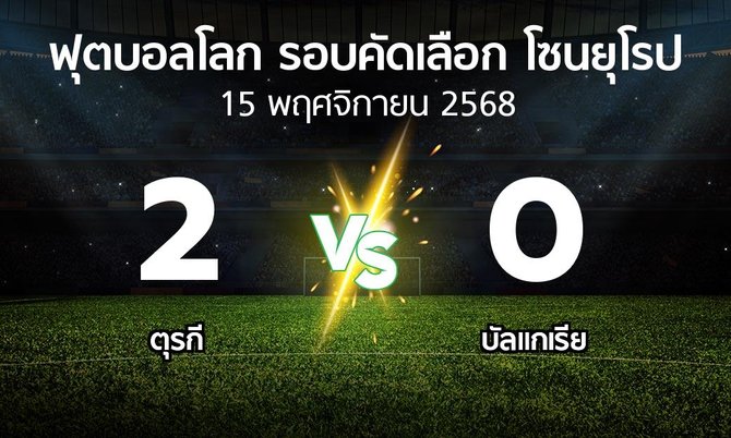 ผลบอล : ตุรกี vs บัลแกเรีย (ฟุตบอลโลก-รอบคัดเลือก-โซนยุโรป 2025-2026)