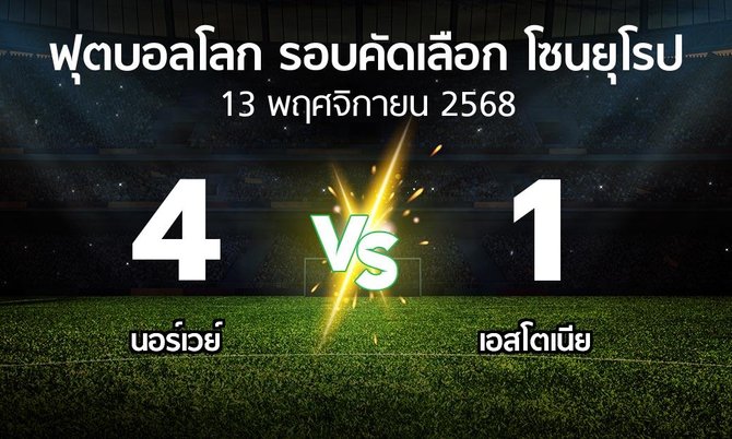 ผลบอล : นอร์เวย์ vs เอสโตเนีย (ฟุตบอลโลก-รอบคัดเลือก-โซนยุโรป 2025-2026)
