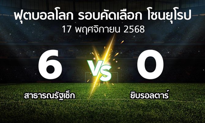 ผลบอล : สาธารณรัฐเช็ก vs ยิบรอลตาร์ (ฟุตบอลโลก-รอบคัดเลือก-โซนยุโรป 2025-2026)