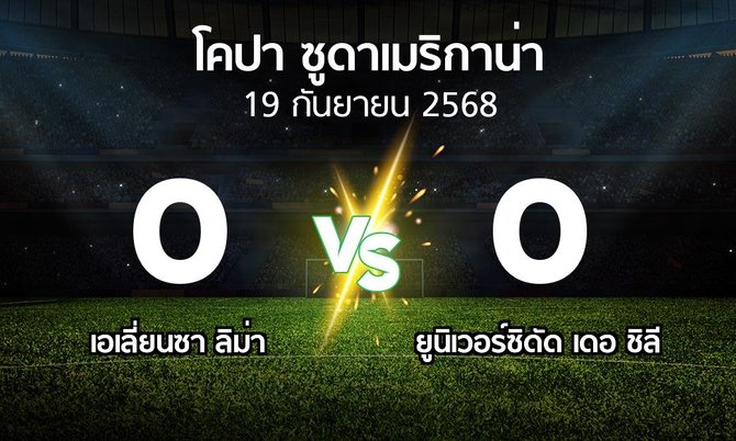 ผลบอล : เอเลี่ยนซา ลิม่า vs ยูนิเวอร์ซิดัด เดอ ชิลี (โคปา-ซูดาเมริกาน่า 2025)