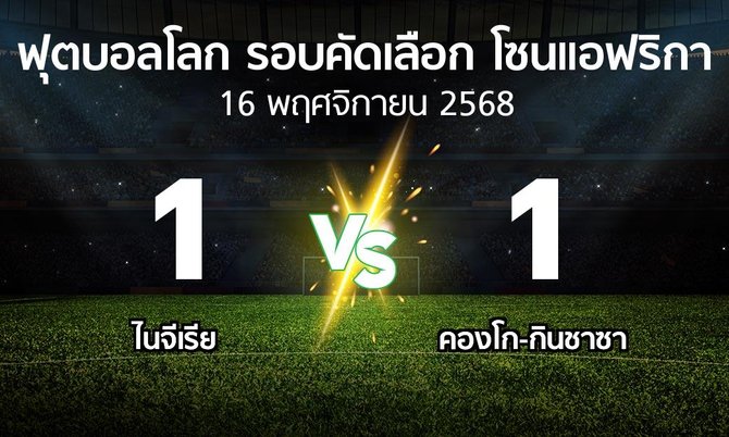 ผลบอล : ไนจีเรีย vs คองโก-กินชาซา (ฟุตบอลโลก-รอบคัดเลือก-โซนแอฟริกา 2023-2025)