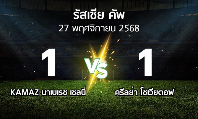 ผลบอล : KAMAZ นาเบเรซ เชลนี่ vs ครีลย่า โซเวียตอฟ (รัสเซีย-คัพ 2025-2026)