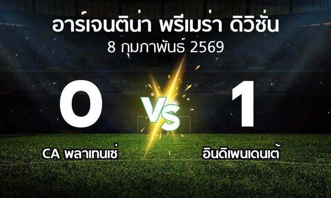 ผลบอล : CA พลาเทนเซ่ vs อินดิเพนเดนเต้ (อาร์เจนติน่า-พรีเมร่า-ดิวิชั่น 2026)