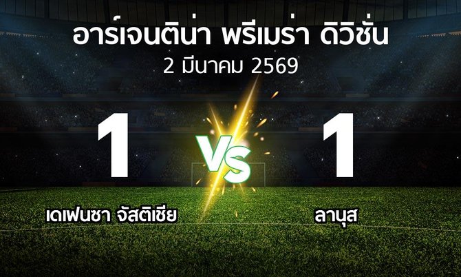 ผลบอล : เดเฟนซา จัสติเชีย vs ลานุส (อาร์เจนติน่า-พรีเมร่า-ดิวิชั่น 2026)