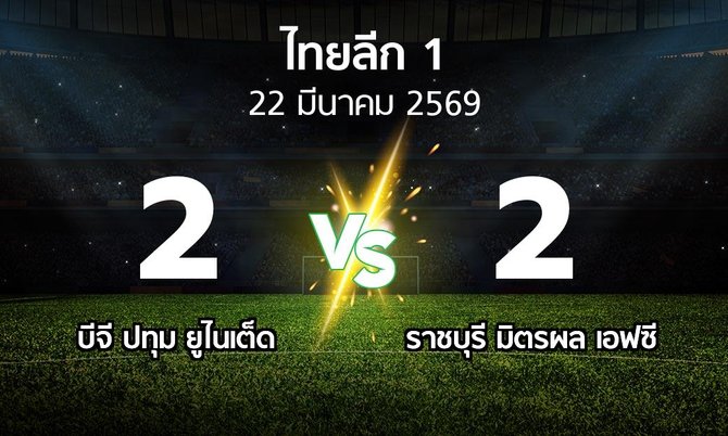 ผลบอล : บีจี ปทุม ยูไนเต็ด vs ราชบุรี มิตรผล เอฟซี (ไทยลีก 1 2025-2026)