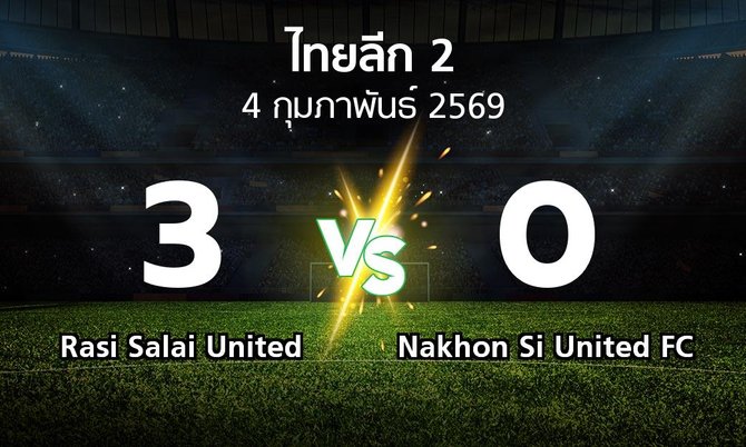 ผลบอล : Rasi Salai United vs Nakhon Si United FC (ไทยลีก 2 2025-2026)