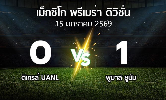 ผลบอล : ติเกรส์ UANL vs พูมาส ยูนัม (เม็กซิโก-พรีเมร่า-ดิวิชั่น 2025-2026)
