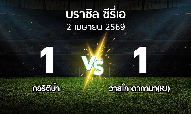 ผลบอล : กอริติบ้า vs วาสโก ดากามา(RJ) (บราซิล-ซีรี่เอ 2026)