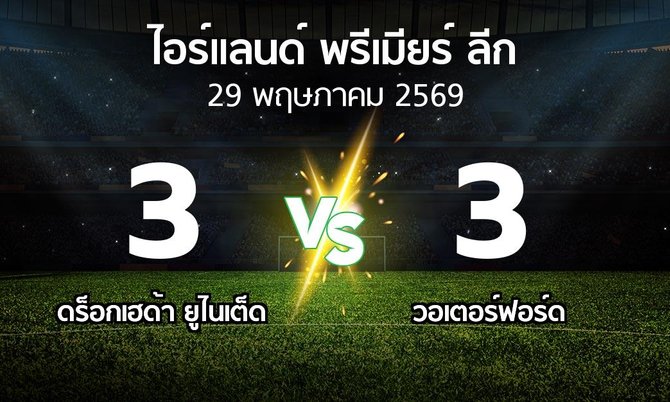 ผลบอล : ดร็อกเฮด้า ยูไนเต็ด vs วอเตอร์ฟอร์ด (ไอร์แลนด์-พรีเมียร์-ลีก 2026)