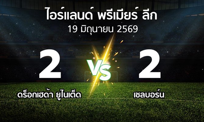 ผลบอล : ดร็อกเฮด้า ยูไนเต็ด vs เชลบอร์น (ไอร์แลนด์-พรีเมียร์-ลีก 2026)