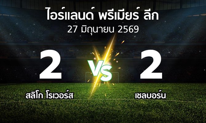ผลบอล : สลิโก โรเวอร์ส vs เชลบอร์น (ไอร์แลนด์-พรีเมียร์-ลีก 2026)