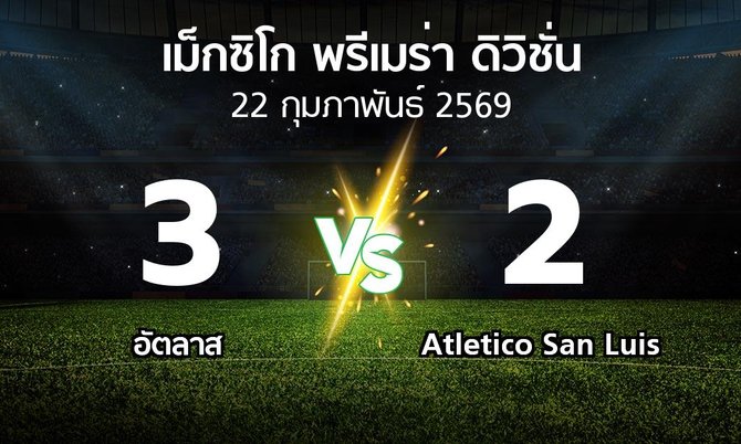 ผลบอล : อัตลาส vs Atletico San Luis (เม็กซิโก-พรีเมร่า-ดิวิชั่น 2025-2026)