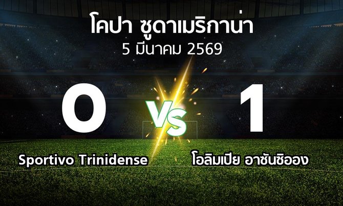 ผลบอล : Sportivo Trinidense vs โอลิมเปีย อาซันซิออง (โคปา-ซูดาเมริกาน่า 2026)