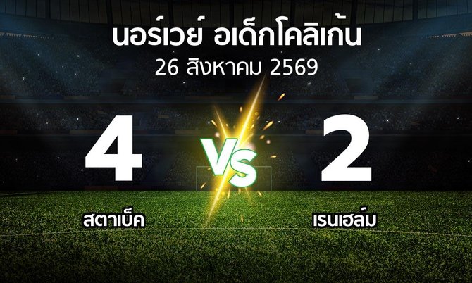 ผลบอล : สตาเบ็ค vs เรนเฮล์ม (นอร์เวย์-อเด็กโคลิเก้น 2026)