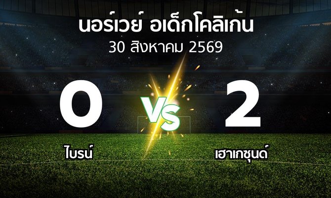 ผลบอล : ไบรน์ vs เฮาเกซุนด์ (นอร์เวย์-อเด็กโคลิเก้น 2026)