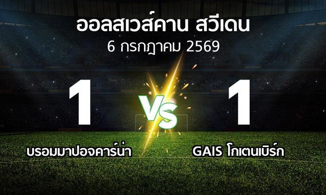 ผลบอล : บรอมมาปอจคาร์น่า vs GAIS (ออลสเวส์คาน สวีเดน 2026)