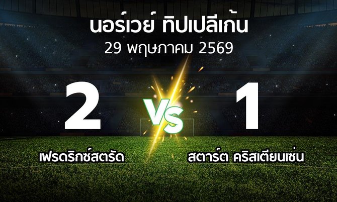 ผลบอล : เฟรดริกซ์สตรัด vs สตาร์ต คริสเตียนเซ่น (นอร์เวย์-ทิปเปลีเก้น 2026)
