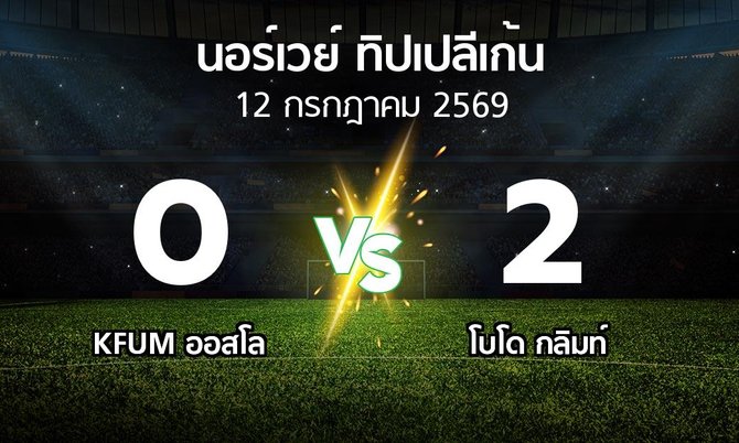 ผลบอล : KFUM ออสโล vs โบโด กลิมท์ (นอร์เวย์-ทิปเปลีเก้น 2026)