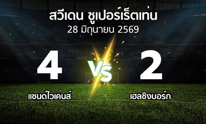 ผลบอล : แซนด์ไวเค่นส์ vs เฮลซิงบอร์ก (สวีเดน-ซูเปอร์เร็ตเท่น 2026)