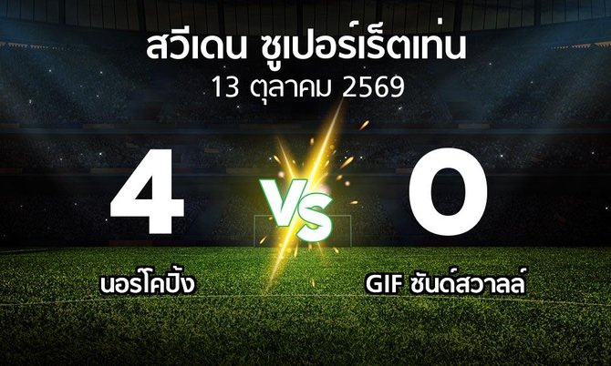 ผลบอล : นอร์โคปิ้ง vs GIF ซันด์สวาลล์ (สวีเดน-ซูเปอร์เร็ตเท่น 2026)