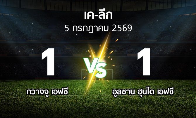 ผลบอล : กวางจู เอฟซี vs อูลซาน ฮุนได เอฟซี (เค-ลีก 2026)