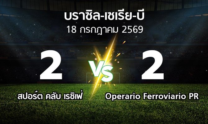 ผลบอล : สปอร์ต คลับ เรซิเฟ่ vs Operario Ferroviario PR (บราซิล-เซเรีย-บี 2026)
