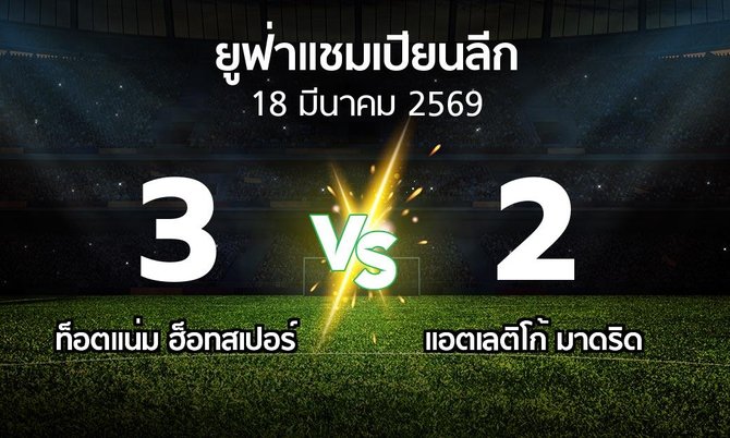 ผลบอล : สเปอร์ส vs แอต.มาดริด (ยูฟ่า แชมเปียนส์ลีก 2025-2026)
