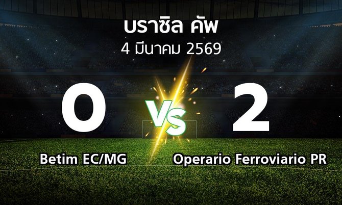 ผลบอล : Betim EC/MG vs Operario Ferroviario PR (บราซิล-คัพ 2026)