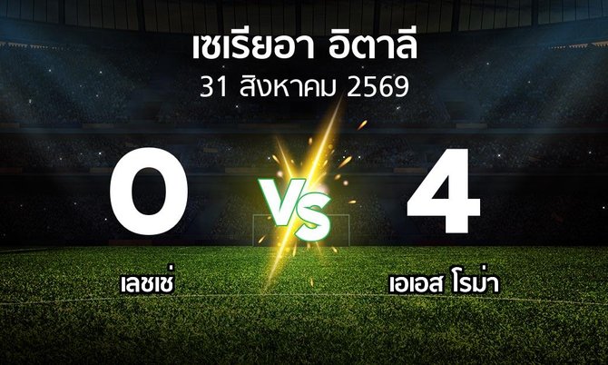 ผลบอล : เลชเช่ vs เอเอส โรม่า (เซเรีย อา 2026-2027)