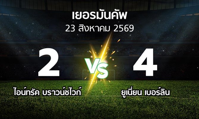 ผลบอล : บราวน์ชไวก์ vs ยูเนี่ยน เบอร์ลิน (เดเอฟเบ-โพคาล 2026-2027)