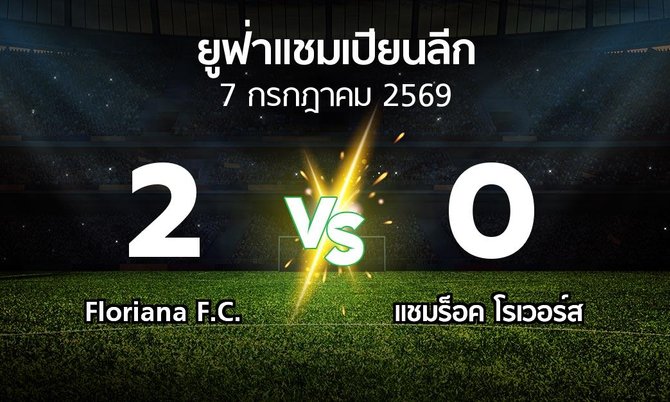 ผลบอล : Floriana F.C. vs แชมร็อค โรเวอร์ส (ยูฟ่า แชมเปียนส์ลีก 2026-2027)