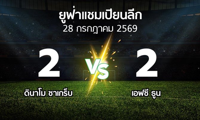 ผลบอล : ดินาโม ซาเกร็บ vs เอฟซี ธูน (ยูฟ่า แชมเปียนส์ลีก 2026-2027)