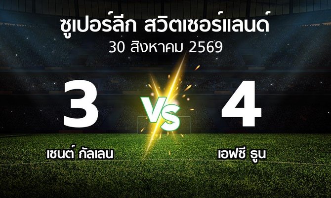 ผลบอล : เซนต์ กัลเลน vs เอฟซี ธูน (ซูเปอร์ลีก-สวิตเซอร์แลนด์ 2026-2027)