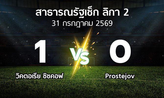 ผลบอล : วิคตอเรีย ซิซคอฟ vs Prostejov (สาธารณรัฐเช็ก-ลิกา-2 2026-2027)