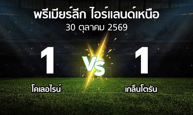 ผลบอล : โคเลอไรน์ vs เกล็นโตรัน (พรีเมียร์ลีก-ไอร์แลนด์เหนือ 2026-2027)