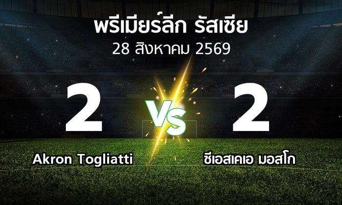 ผลบอล : Akron Togliatti vs ซีเอสเคเอ (พรีเมียร์ลีก รัสเซีย  2026-2027)