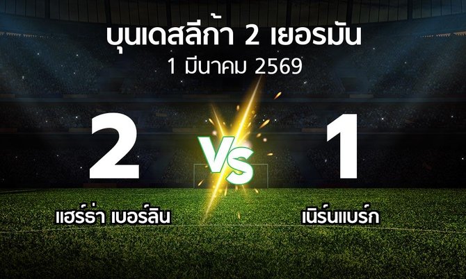 ผลบอล : แฮร์ธ่า เบอร์ลิน vs เนิร์นแบร์ก (บุนเดสลีก้า-2-เยอรมัน 2025-2026)