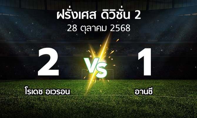 ผลบอล : โรเดซ อเวรอน vs อานซี (ฝรั่งเศส-ดิวิชั่น-2 2025-2026)