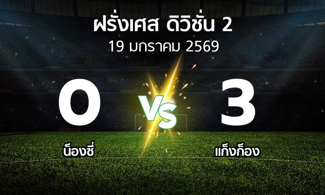 ผลบอล : น็องซี่ vs แก็งก็อง (ฝรั่งเศส-ดิวิชั่น-2 2025-2026)