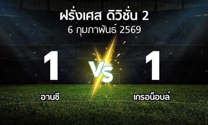 ผลบอล : อานซี vs เกรอน็อบล์ (ฝรั่งเศส-ดิวิชั่น-2 2025-2026)